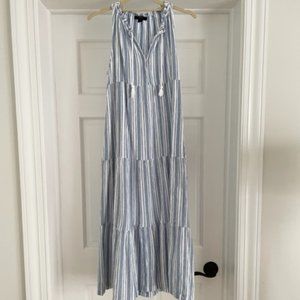 J. Crew Blue and White Striped Maxi Coverup Dress